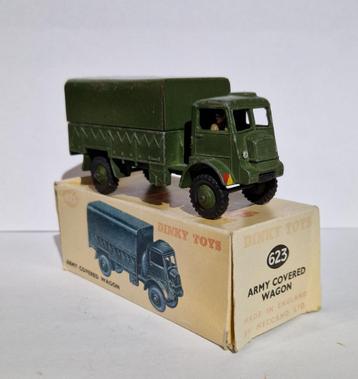 Oude Dinky Toys 623 - Army Covered Wagon- licht bespeeld beschikbaar voor biedingen