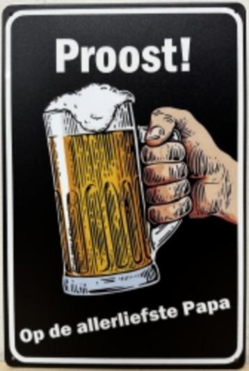 Metalen wandbord proost op de allerliefste papa beschikbaar voor biedingen