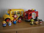 Little people gele bus & brandweer mt werkend licht & geluid, Ophalen of Verzenden, Zo goed als nieuw, Auto of Voertuig, Met geluid
