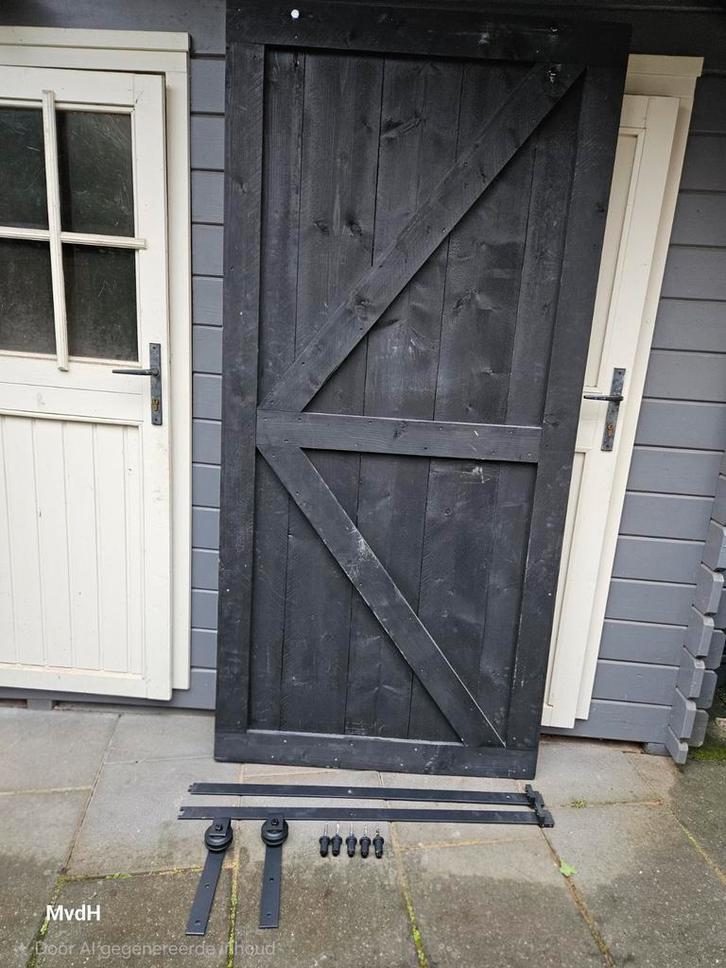 Loftdeur / Barndeur - Schuifdeur, Doe-het-zelf en Verbouw, Deuren en Horren, Binnendeur, 200 tot 215 cm, 80 tot 100 cm, Hout, Schuifdeur