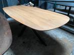 Eettafel deens ovaal 210x105 blank eiken metaal matrix poot, Ophalen, 100 tot 150 cm, Vijf personen of meer, Eikenhout