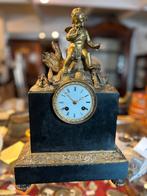Antieke pendule marmer en brons, 26 cm breed, Ophalen of Verzenden
