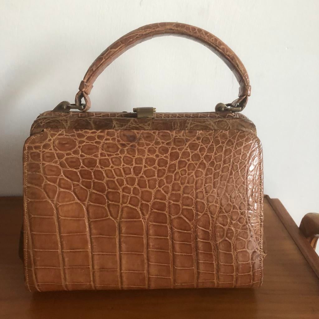 Krokodillenleren tasje, Ophalen of Verzenden, Zo goed als nieuw, Schoudertasje