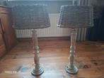 Houten lampepoot met rieten kap, Huis en Inrichting, Lampen | Tafellampen, Ophalen of Verzenden, Zo goed als nieuw, Minder dan 50 cm