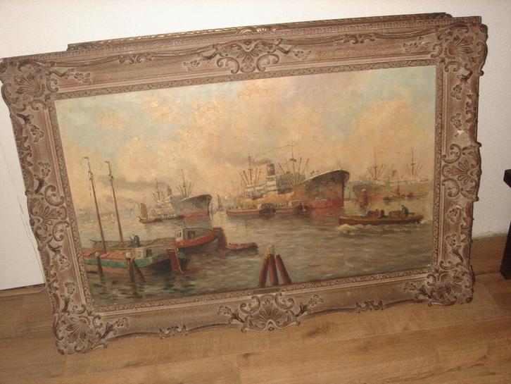 Hans lenteman (1876-1953), Large oil - org. antique frame!, Antiek en Kunst, Kunst | Schilderijen | Klassiek, Ophalen of Verzenden