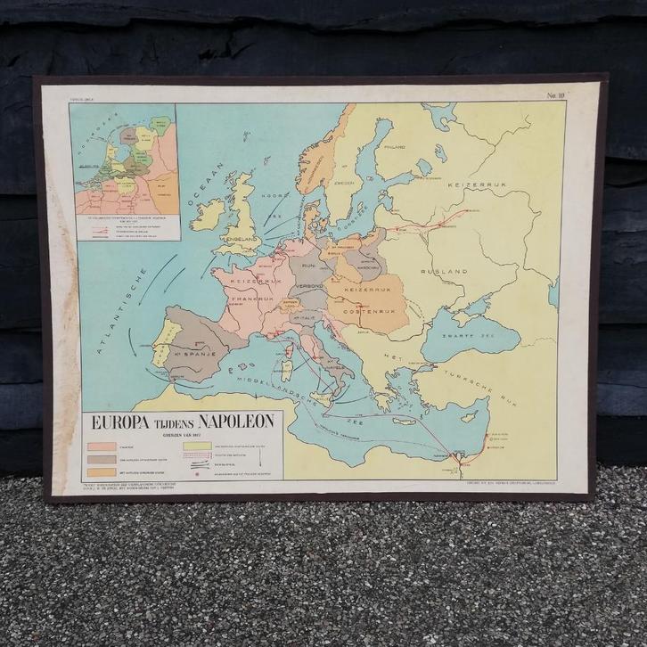 Schoolplaat Europa tijdens Napoleon, Antiek en Kunst, Antiek | Schoolplaten, Aardrijkskunde, Ophalen