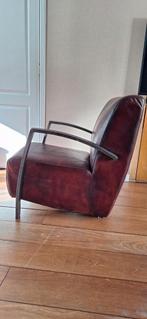 Fauteuil  leer/staal., Ophalen, Gebruikt, Minder dan 75 cm, Metaal