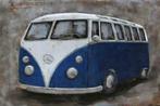 metaal schilderij vw bus t1 samba volkswagen 3d blauw wit, Ophalen, Nieuw, Schilderij, Minder dan 50 cm