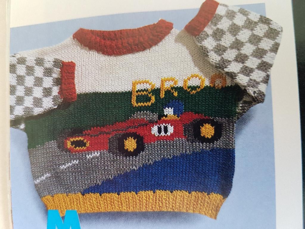 Broom-Race auto trui breipatroon, Ophalen of Verzenden, Zo goed als nieuw, Breien, Patroon of Boek