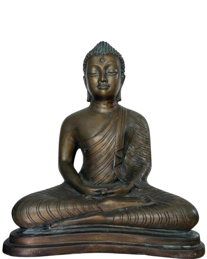 Thaise bronzen Boeddha in dhyana-mudra, Huis en Inrichting, Woonaccessoires | Boeddhabeelden, Gebruikt, Ophalen of Verzenden