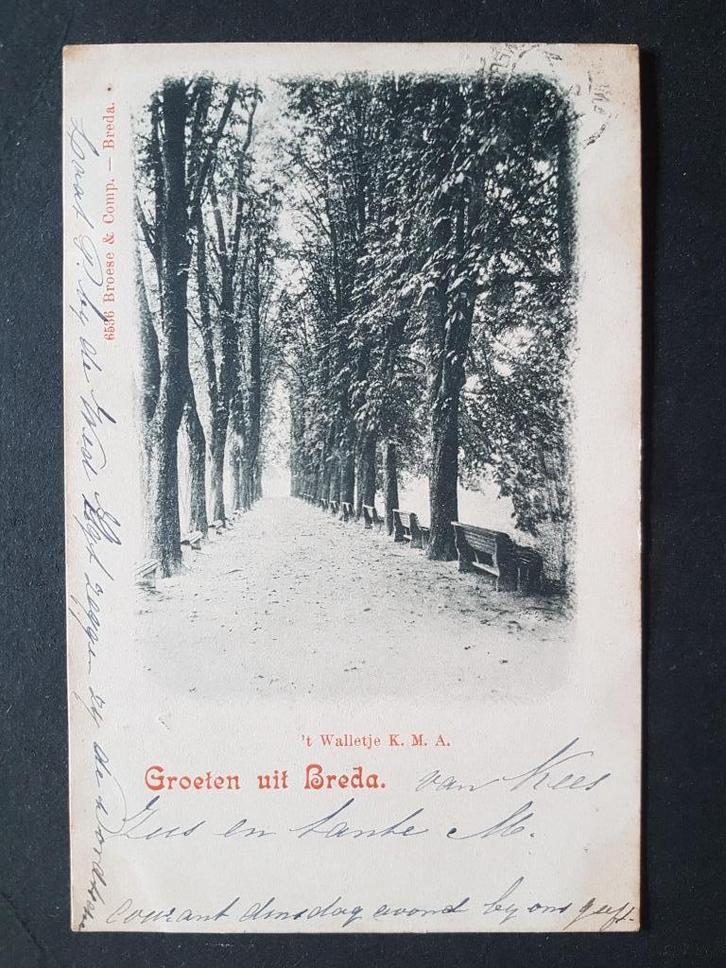 Ansichtkaart Groeten uit Breda 't Walletje K.M.A. 1899 !!!, Verzamelen, Ansichtkaarten | Nederland, Gelopen, Noord-Brabant, Voor 1920