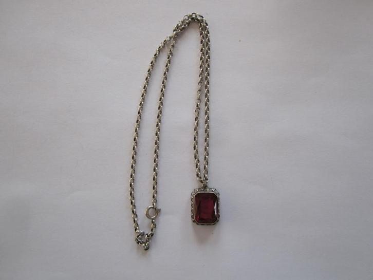 Antiek zilveren ketting met hanger., Sieraden, Tassen en Uiterlijk, Antieke sieraden, Hanger, Zilver, Ophalen of Verzenden