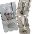 Brocante glazen vaasje - vaasjes / Opaline - melkglas - glas, Gebruikt, Overige kleuren, Ophalen of Verzenden, Glas