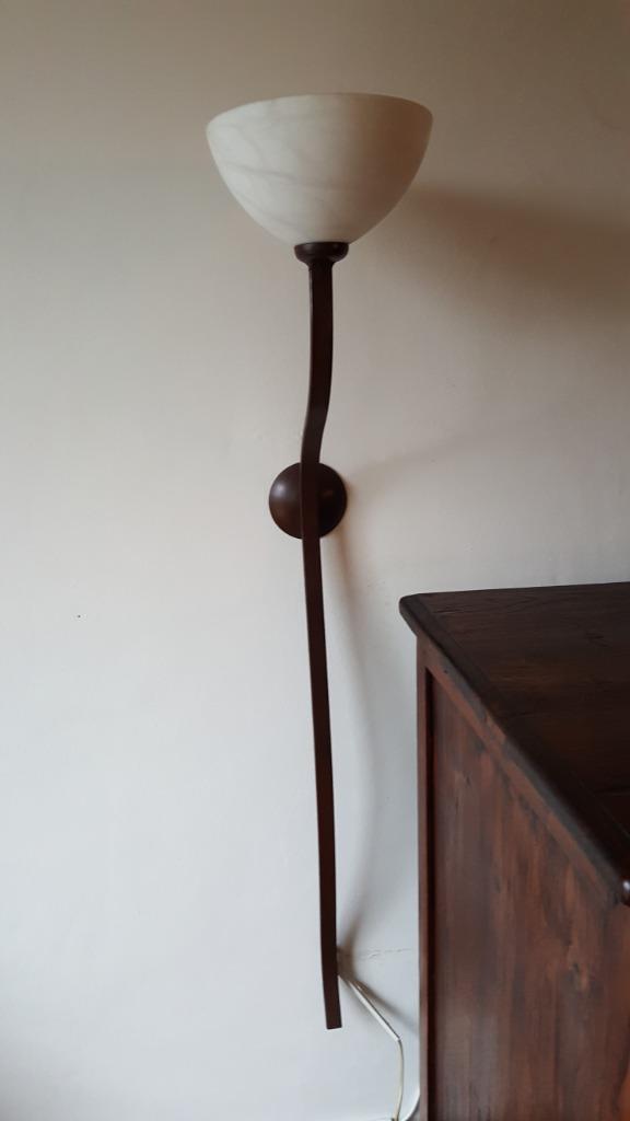 Mooie metalen wandlamp met natuurstenen kap, Huis en Inrichting, Lampen | Wandlampen, Zo goed als nieuw, Metaal, Overige materialen