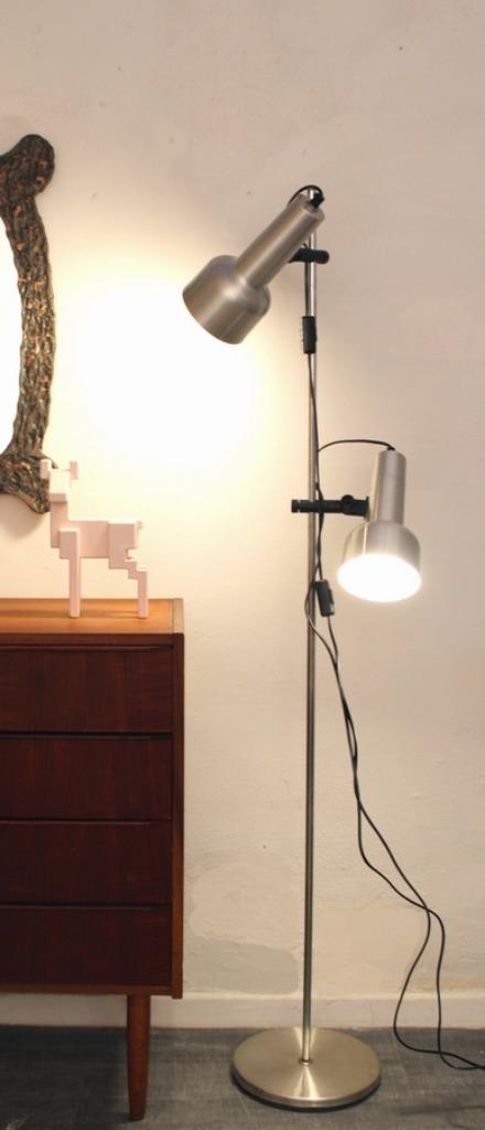 Jaren 60 vintage vloerlamp met twee spots mid century design, Huis en Inrichting, Lampen | Vloerlampen, Gebruikt, Ophalen