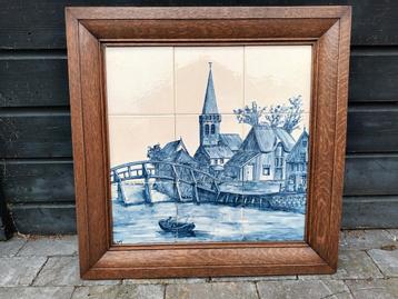Groot tegelplateau met Hollandse voorstelling  beschikbaar voor biedingen