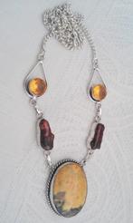 ketting biwa Parels met  bumble  Bee  Jasper,, Nieuw, Met edelsteen, Zilver, Verzenden