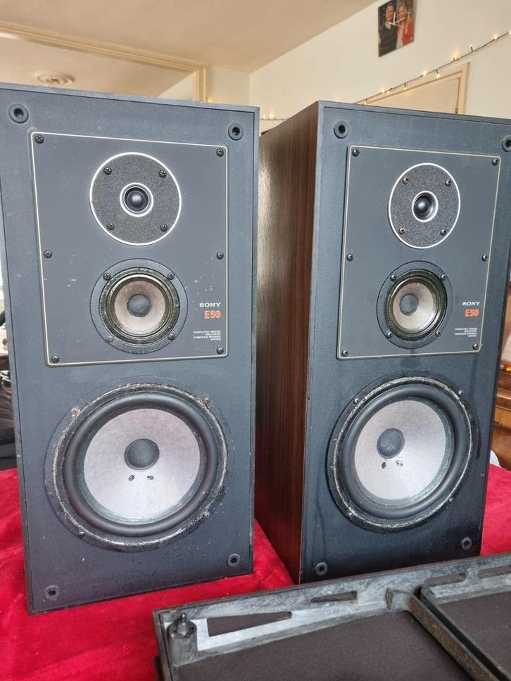 Sony E50 Speakers - Vintage Warm Geluid, Audio, Tv en Foto, Luidsprekers, Gebruikt, Front, Rear of Stereo speakers, Minder dan 60 watt