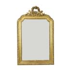 Grote Antieke Gouden Spiegel met Kroon Klassiek Barok Frankr, Antiek en Kunst, Antiek | Spiegels, Overige vormen, 50 tot 100 cm