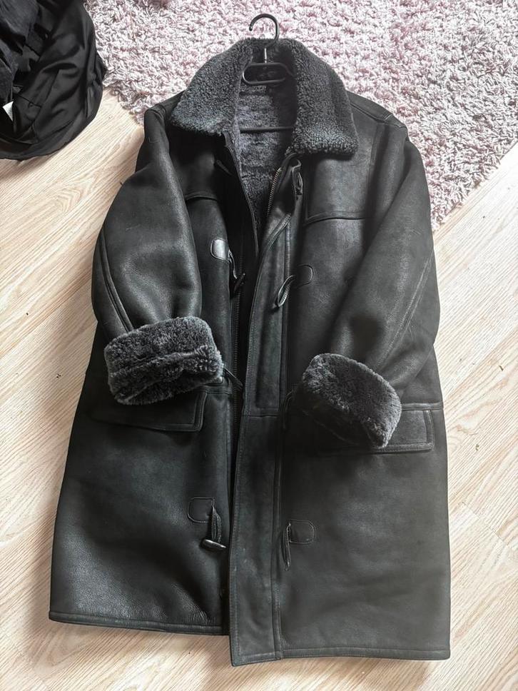 Echte leren lammy shearling winter jas, Kleding | Heren, Jassen | Winter, Zo goed als nieuw, Maat 48/50 (M), Bruin, Ophalen of Verzenden