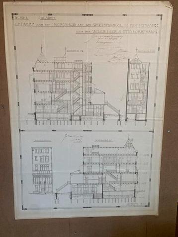 Bouwtekening van een herenhuis aan de Westersingel Rotterdam beschikbaar voor biedingen