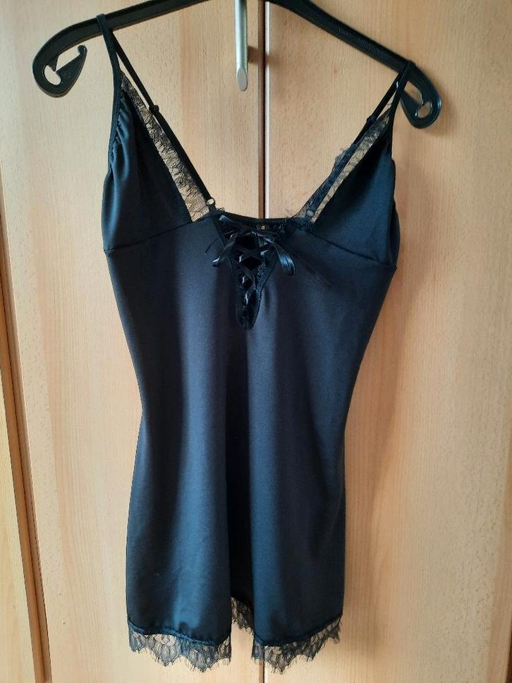 Christine le Duc Slipdress / nachtjurkje Lauke - Maat S/M, Kleding | Dames, Ondergoed en Lingerie, Nachtkleding, Zwart, Ophalen of Verzenden