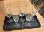 5 Vintage champagne flutes met mat geslepen streepmotief, Ophalen of Verzenden