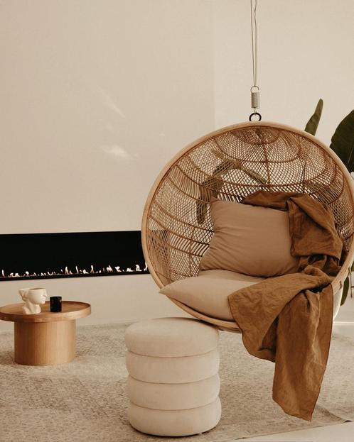 Prachtige ronde gevlochten hangstoel, Huis en Inrichting, Stoelen, Eén, Bruin, Ophalen