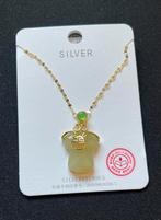 Jade ketting met sterling zilver, Met hanger, Nieuw, Ophalen of Verzenden, Goud