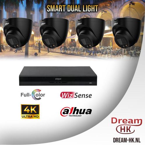 8MP Dahua WizSense Smart Dual Light Full Color 4CH IP PoE, Audio, Tv en Foto, Videobewaking, Nieuw, Buitencamera, Ophalen of Verzenden