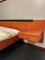 Vintage retro  jaren 60 twijfelaar bed 135x195, Bruin, Ophalen of Verzenden, Zo goed als nieuw, Twijfelaar