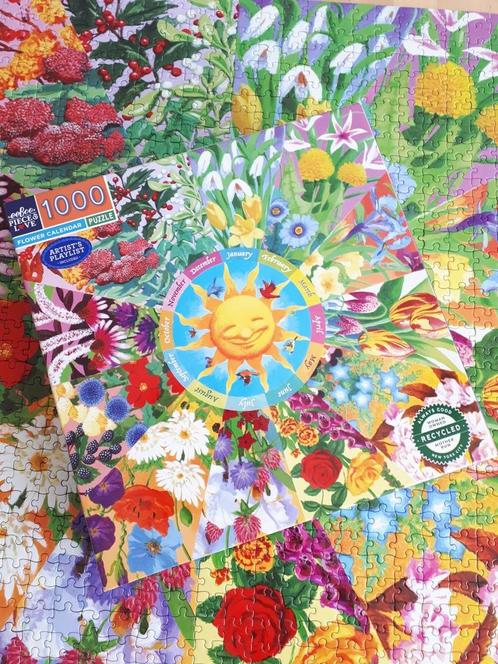 EEBOO piece & love puzzel FLOWER CALENDER zgan 1000 st., Hobby en Vrije tijd, Denksport en Puzzels, Zo goed als nieuw, Legpuzzel