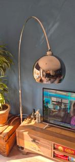 Retro Booglamp met Bollamp, Huis en Inrichting, Lampen | Vloerlampen, Ophalen, Gebruikt, Metaal, 150 tot 200 cm