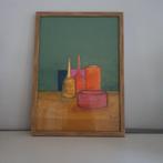 Stilleven oliepastel krijt op canvas papier, Antiek en Kunst, Kunst | Schilderijen | Klassiek, Ophalen of Verzenden