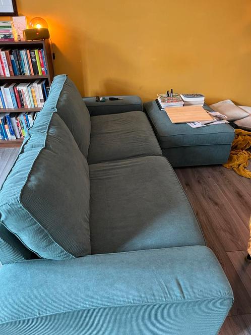 Ikea KIVIK Driezitsbank met Hocker - Nieuwe Bekleding, Huis en Inrichting, Banken | Bankstellen, Zo goed als nieuw, Rechte bank