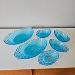 Set Vintage blauw persglas Schalen Schalenset, Schaal, Ophalen of Verzenden, X, Ovaal
