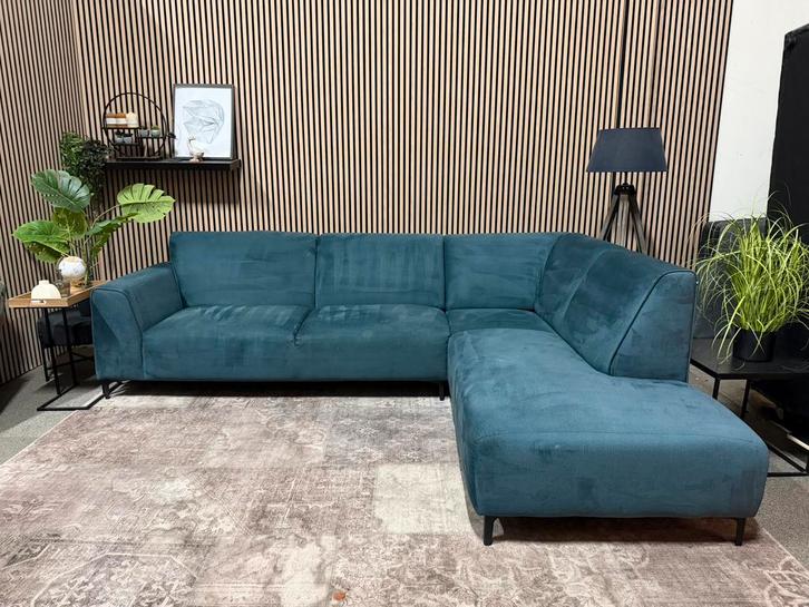 “GRATIS LEVERING” Gave velvet turquoise hoekbank! 275x210, Huis en Inrichting, Banken | Bankstellen, Zo goed als nieuw, Hoekbank