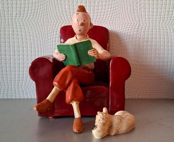 Kuifje op fauteuil met Bobby beschikbaar voor biedingen