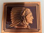 Vintage canadian indian chief koperen silhouet opperhoofd., Ophalen, Zo goed als nieuw