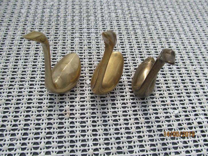 3 Koperen zwaantjes., Antiek en Kunst, Curiosa en Brocante, Ophalen of Verzenden