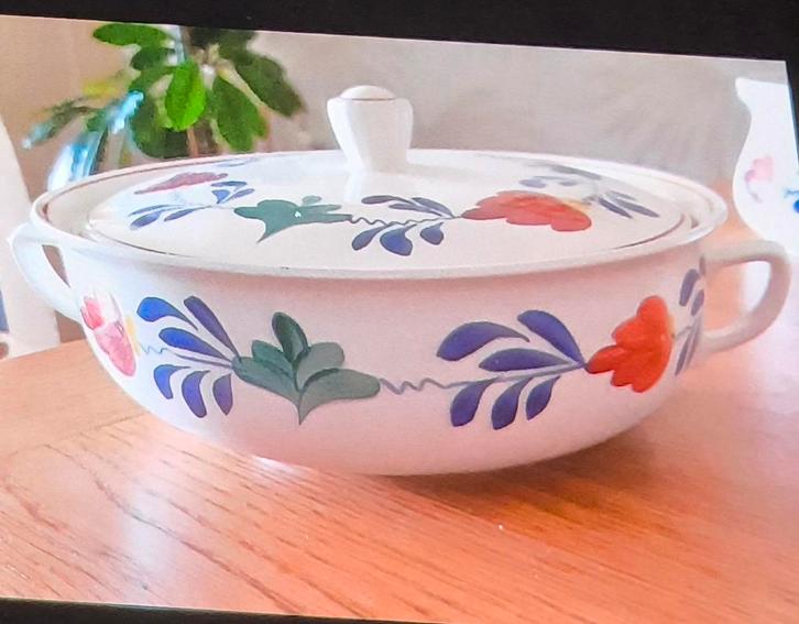 Boerenbont Dekschal met Deksel, Antiek en Kunst, Antiek | Schalen, Ophalen of Verzenden