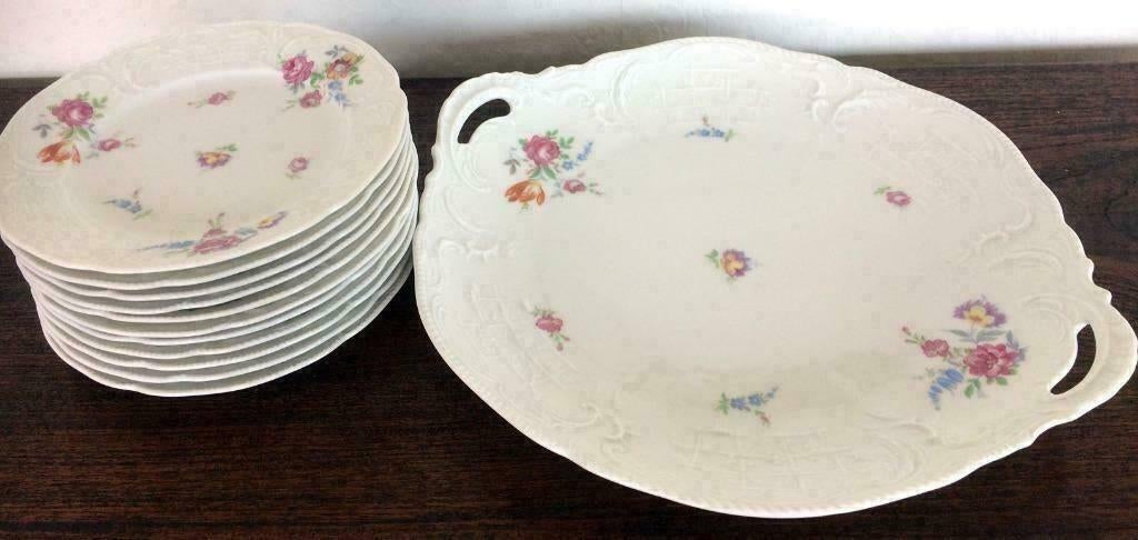 Cake plate en 11 bordjes Rosenthal Germany Sanssouci, Ophalen of Verzenden