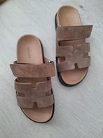 Leren sandalen met H band taupe bruin maat 36 37, Bruin, Verzenden, Nieuw, Sandalen of Muiltjes