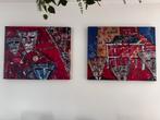 2x Schilderij gedrukt op canvas. Herman brood stijl, Ophalen