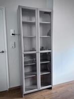 Billy Oxberg boekenkast/ vitrinekast cacao/ beige kleur, Ophalen, Gebruikt, 200 cm of meer, 50 tot 100 cm