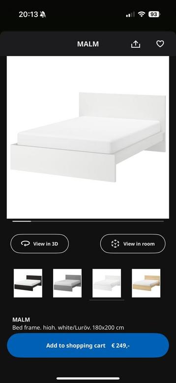 Ikea Malm Bed 180x200 Wit + Luröy beschikbaar voor biedingen