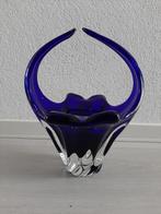 diep blauwe glazen mand, Huis en Inrichting, Woonaccessoires | Vazen, Ophalen, Gebruikt, Blauw, Aardewerk of Porselein
