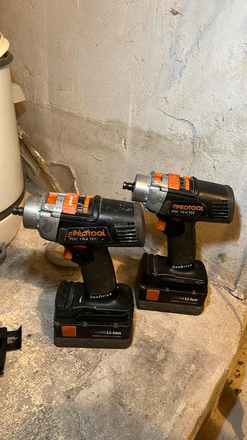 2x Protool PDC 18-4 TEC schroefboormachine + accu’s, Doe-het-zelf en Verbouw, Gereedschap | Boormachines, Gebruikt, Boor- en Schroefmachine