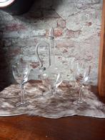 Antiek brocante karaf met glaasjes   gegraveerd, Antiek en Kunst, Ophalen of Verzenden