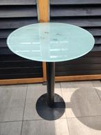 Statafel zwart metaal, melkglas blad voor buiten 70 x 110cm, Ophalen, Gebruikt, Rond, Metaal